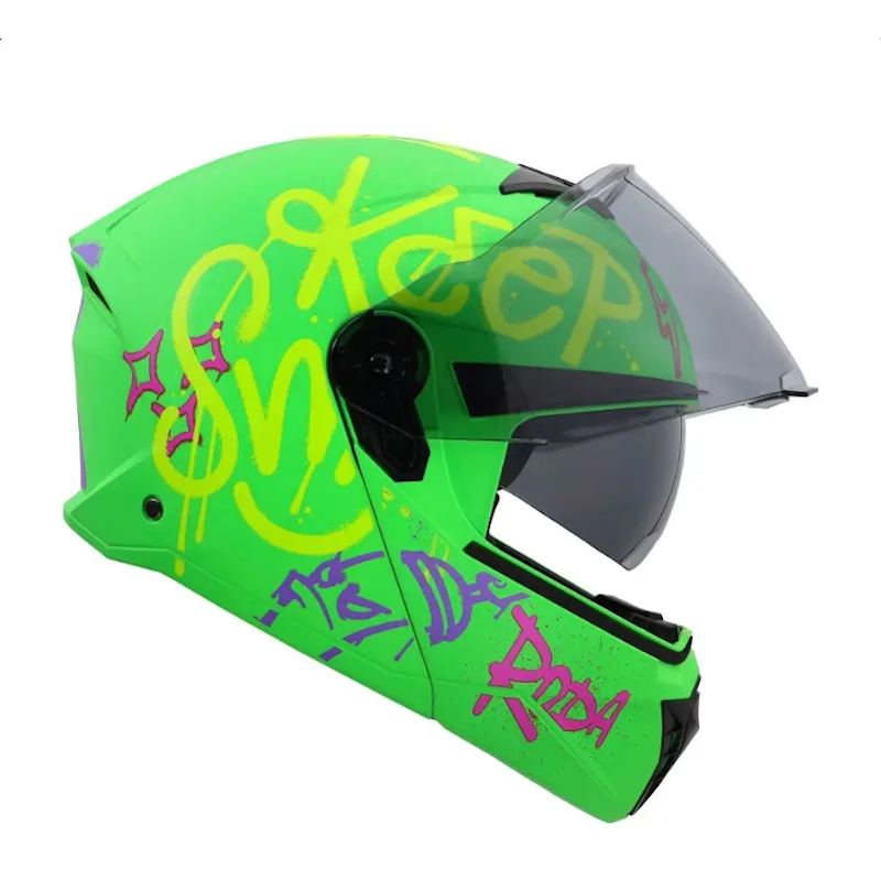 CASCO RODA BOOSTER VERDE CAPRACK TALLA S MICA HUMO ABATIBLE DOT