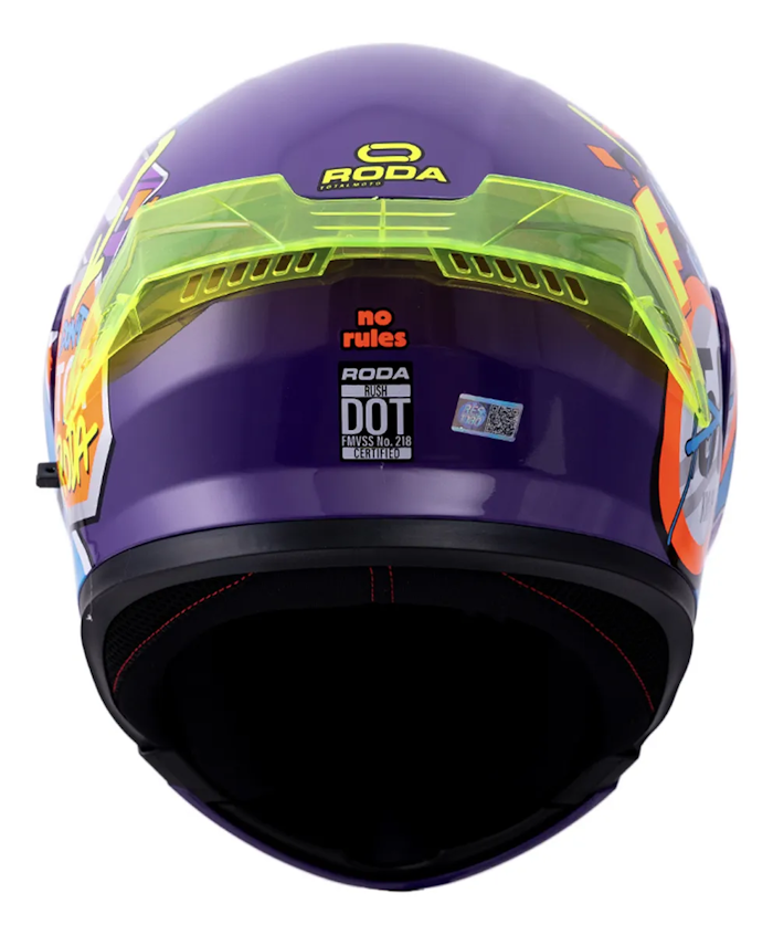 CASCO RODA RUSH NO RULES TALLA MED MORADO MICA HUMO ABATIBLE CERT. DOT