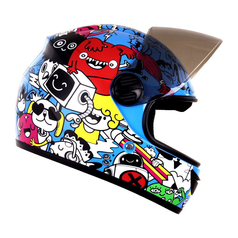 CASCO GHIRA GH-JUNIOR FRIENDS AZUL CERRADO MICA HUMO CERT. DOT