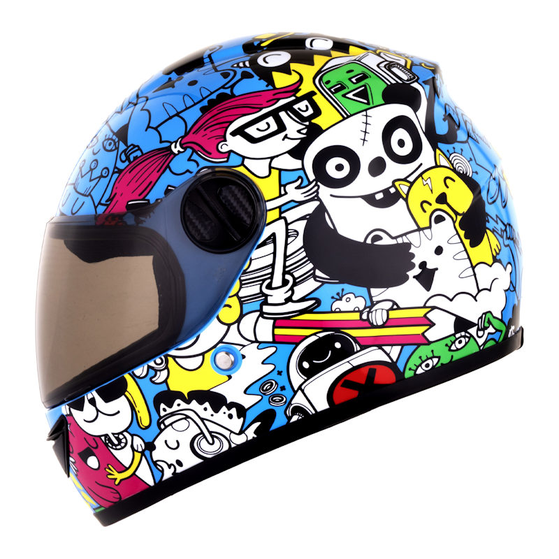 CASCO GHIRA GH-JUNIOR FRIENDS AZUL CERRADO MICA HUMO CERT. DOT