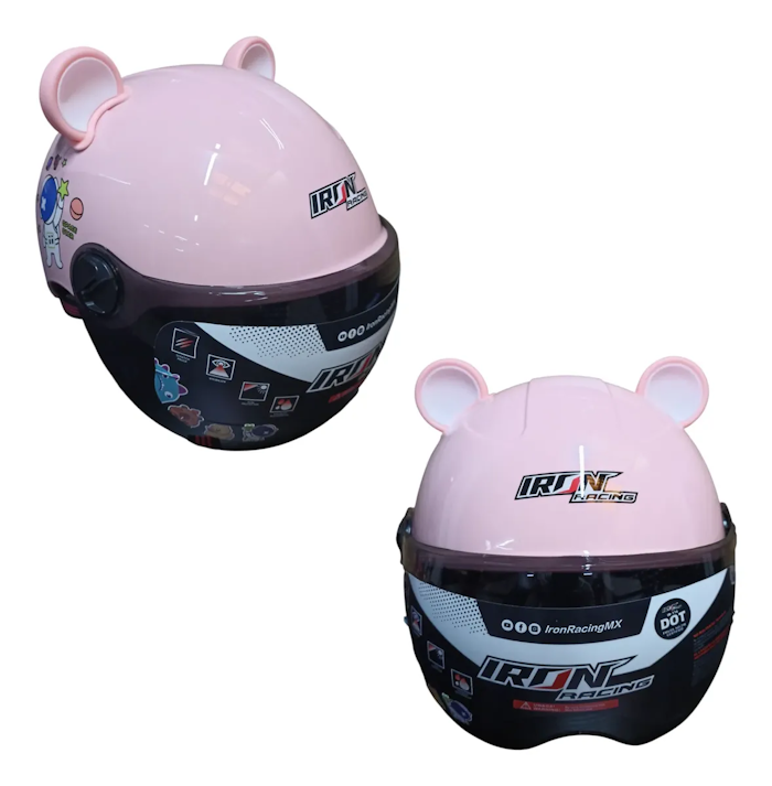 CASCO INFANTIL 3/4 IRON RACING SPACE ROSA DOT