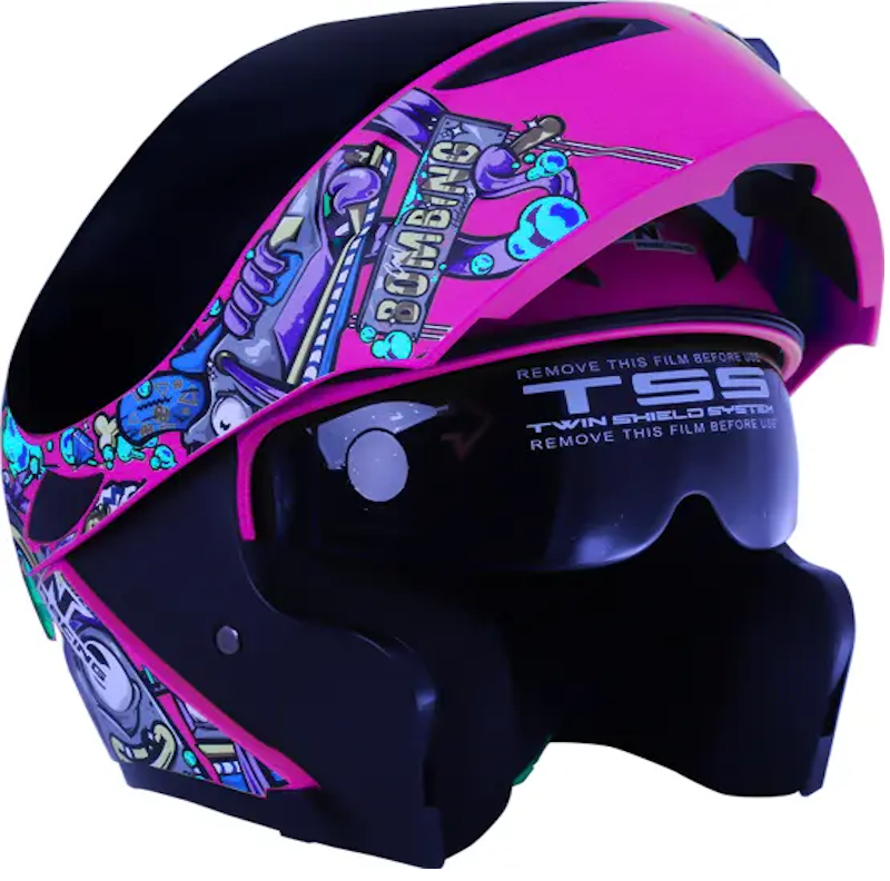 CASCO ABATIBLE IRON RACING STREET STYLE ROSA TALLA M IR-121 DOT