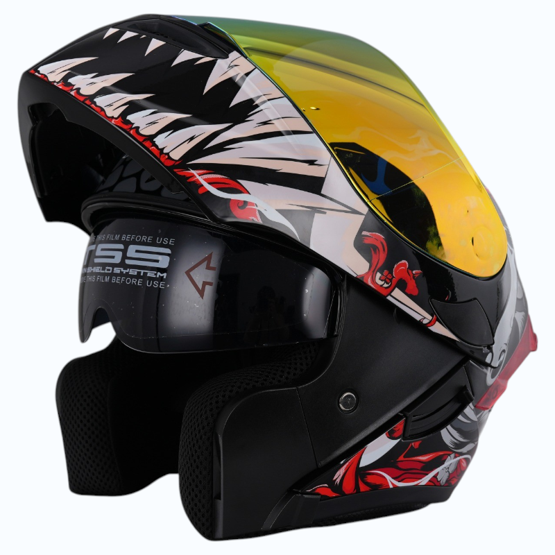 CASCO ABATIBLE IRON RACING VENOM-II ROJO MATE TALLA L IR-121 DOT