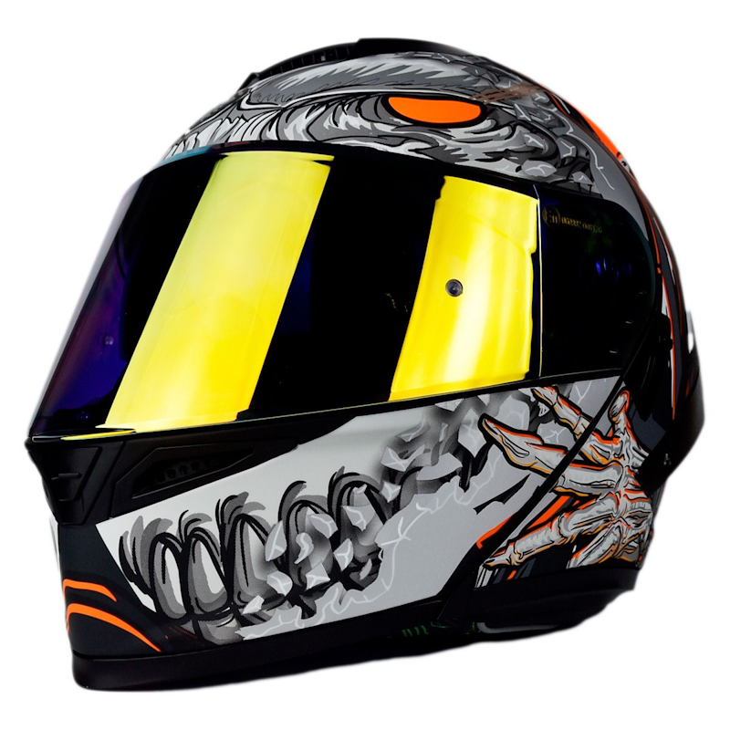 CASCO ABATIBLE HALF ALIEN BOT GREY TALLA XL ECE-22.06 GRIS/NARANJA DOBLE VISOR