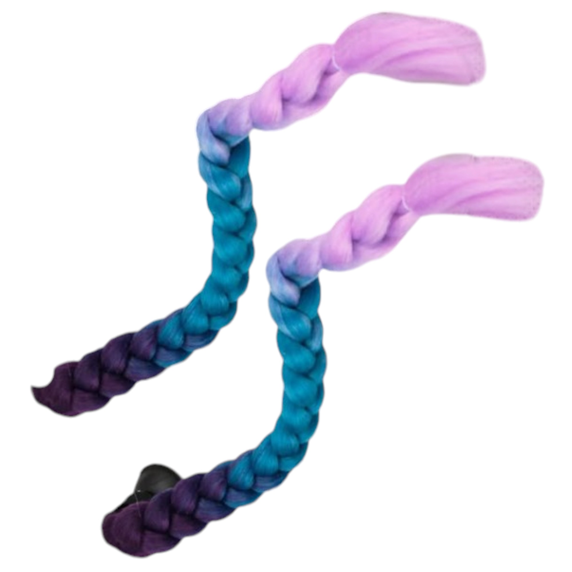 TRENZAS DECORATIVAS PARA CASCO COLOR PURPURA/ESMERALDA/LILA PAR