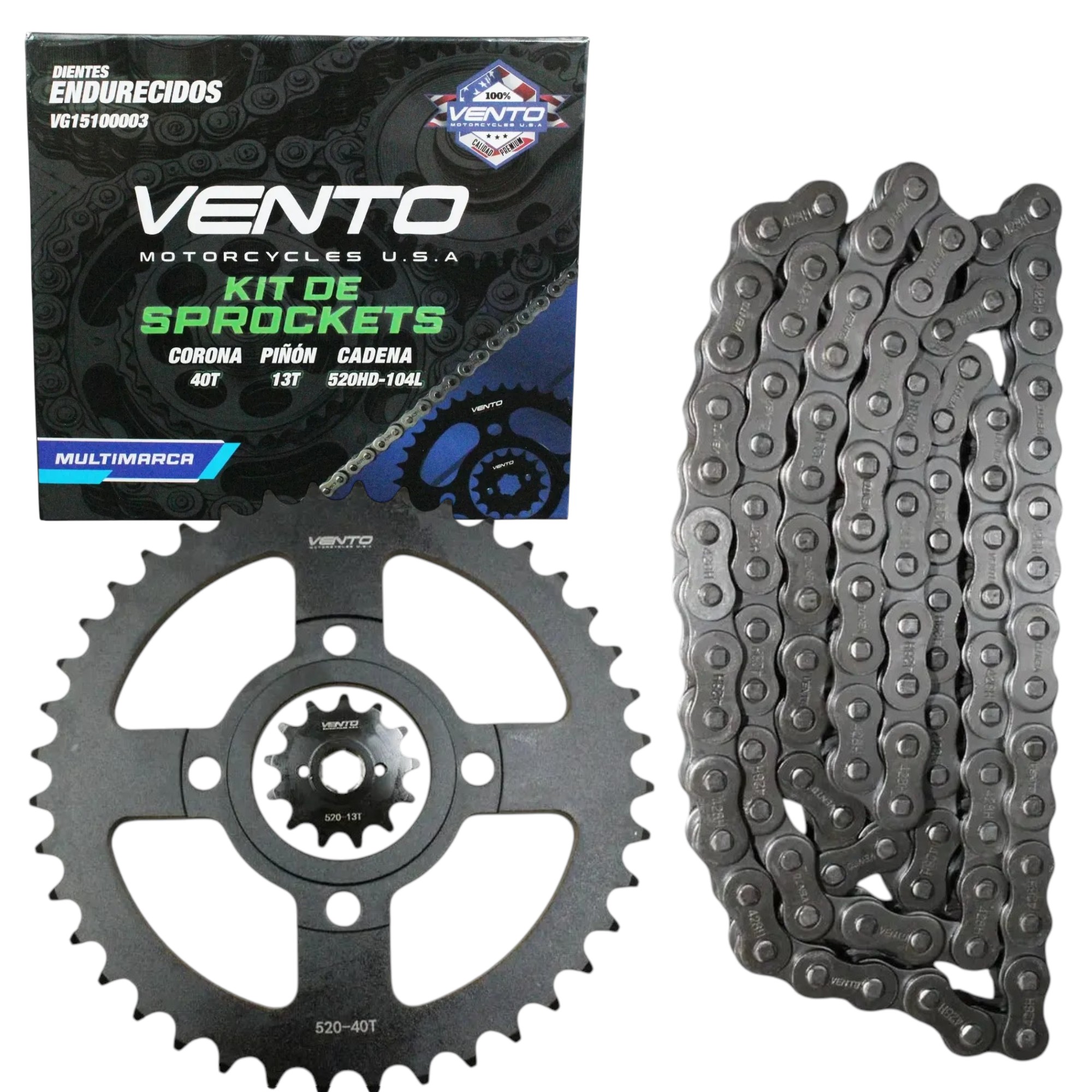 KIT ARRASTRE VENTO CROSSMAX 300/RALLY TRX (40T/13T - 520H X 104L)